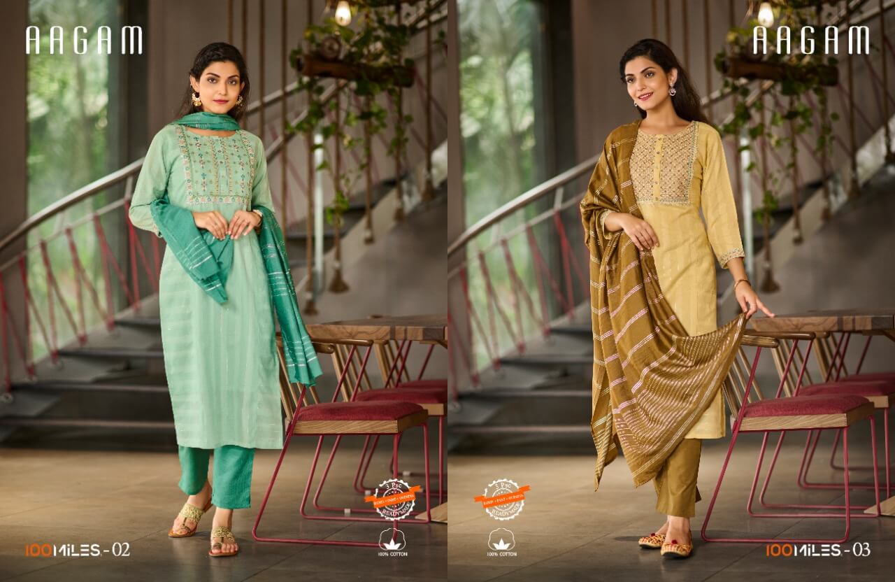 100Miles Aagam Cotton Salwar Kameez Catalog collection 2