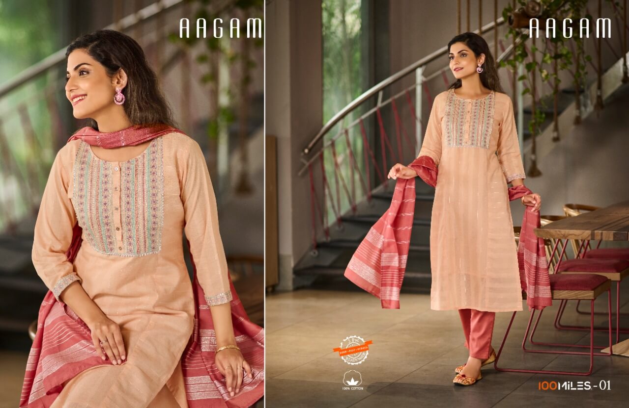 100Miles Aagam Cotton Salwar Kameez Catalog collection 3