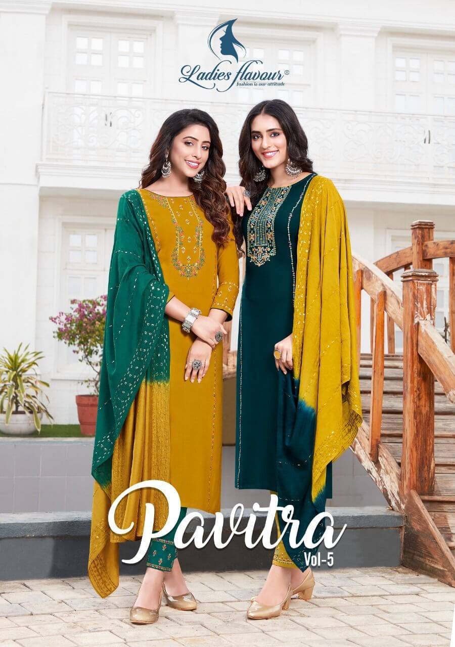 Ladies Flavour Pavitra vol 5 Churidar Salwar Suits Catalog collection 1