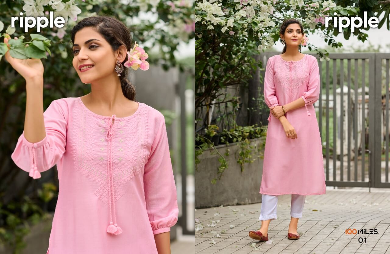 100Miles Ripple Casual Wear Kurti Catalog collection 4