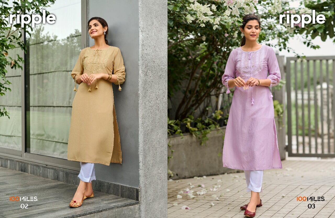 100Miles Ripple Casual Wear Kurti Catalog collection 3