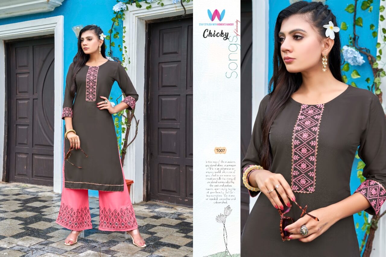 Womens Hanger Chicky Kurti Plazo Set Catalog collection 6