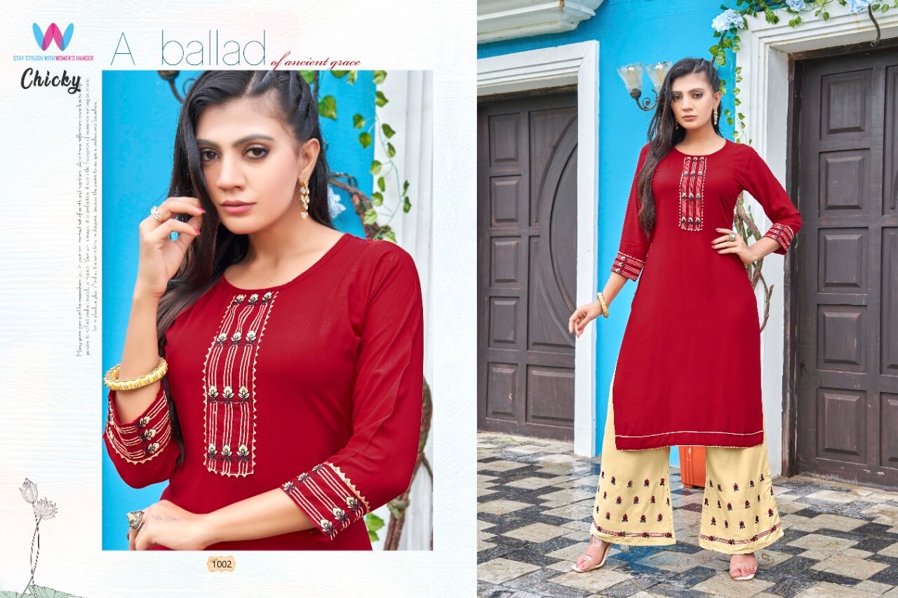 Womens Hanger Chicky Kurti Plazo Set Catalog collection 3