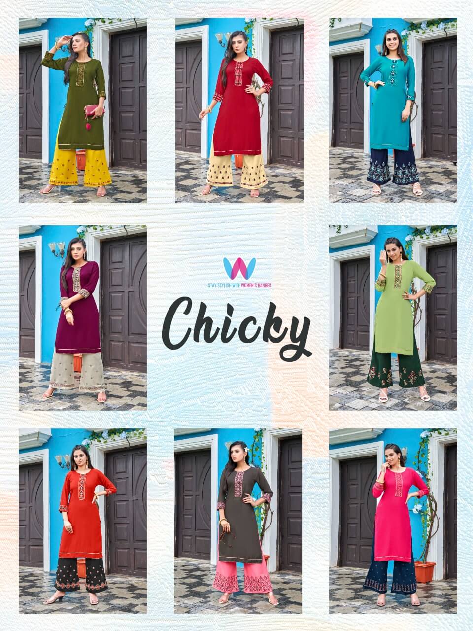 Womens Hanger Chicky Kurti Plazo Set Catalog collection 5