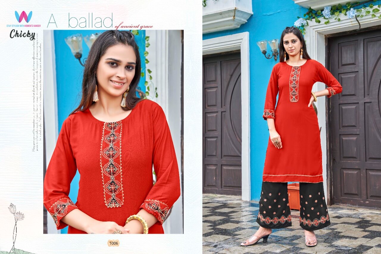 Womens Hanger Chicky Kurti Plazo Set Catalog collection 8