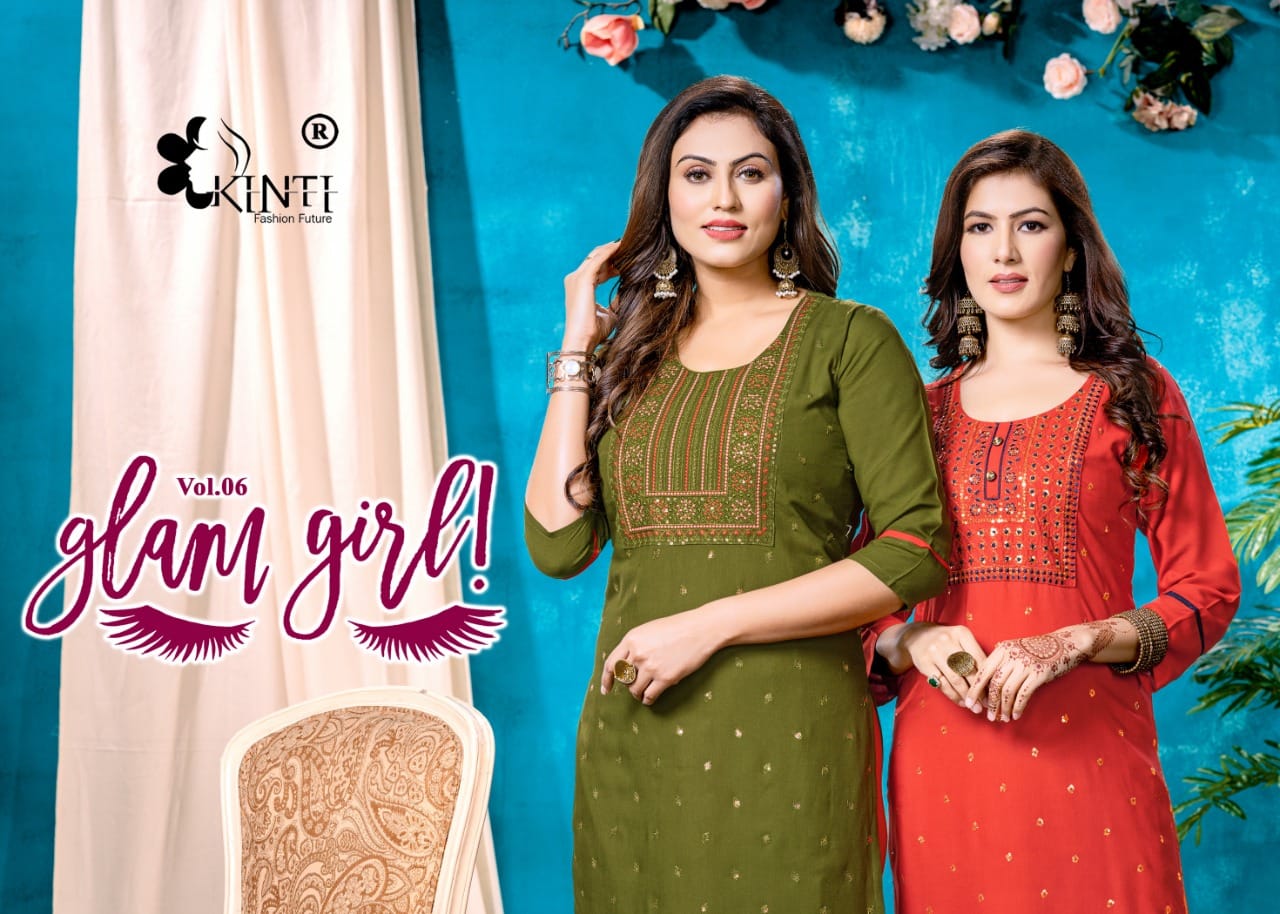 Kinti Glam Girl vol 6 Straight Cut Kurti Catalog collection 7