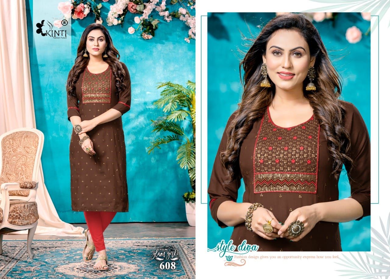 Kinti Glam Girl vol 6 Straight Cut Kurti Catalog collection 5