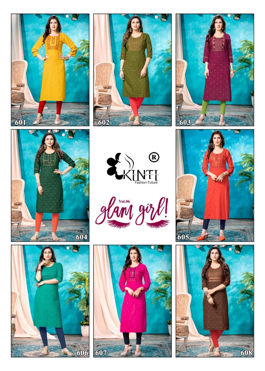 Kinti Glam Girl vol 6 Straight Cut Kurti Catalog collection 1