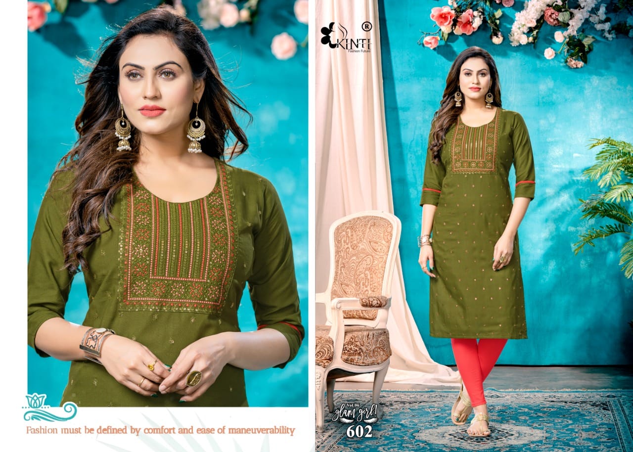 Kinti Glam Girl vol 6 Straight Cut Kurti Catalog collection 6