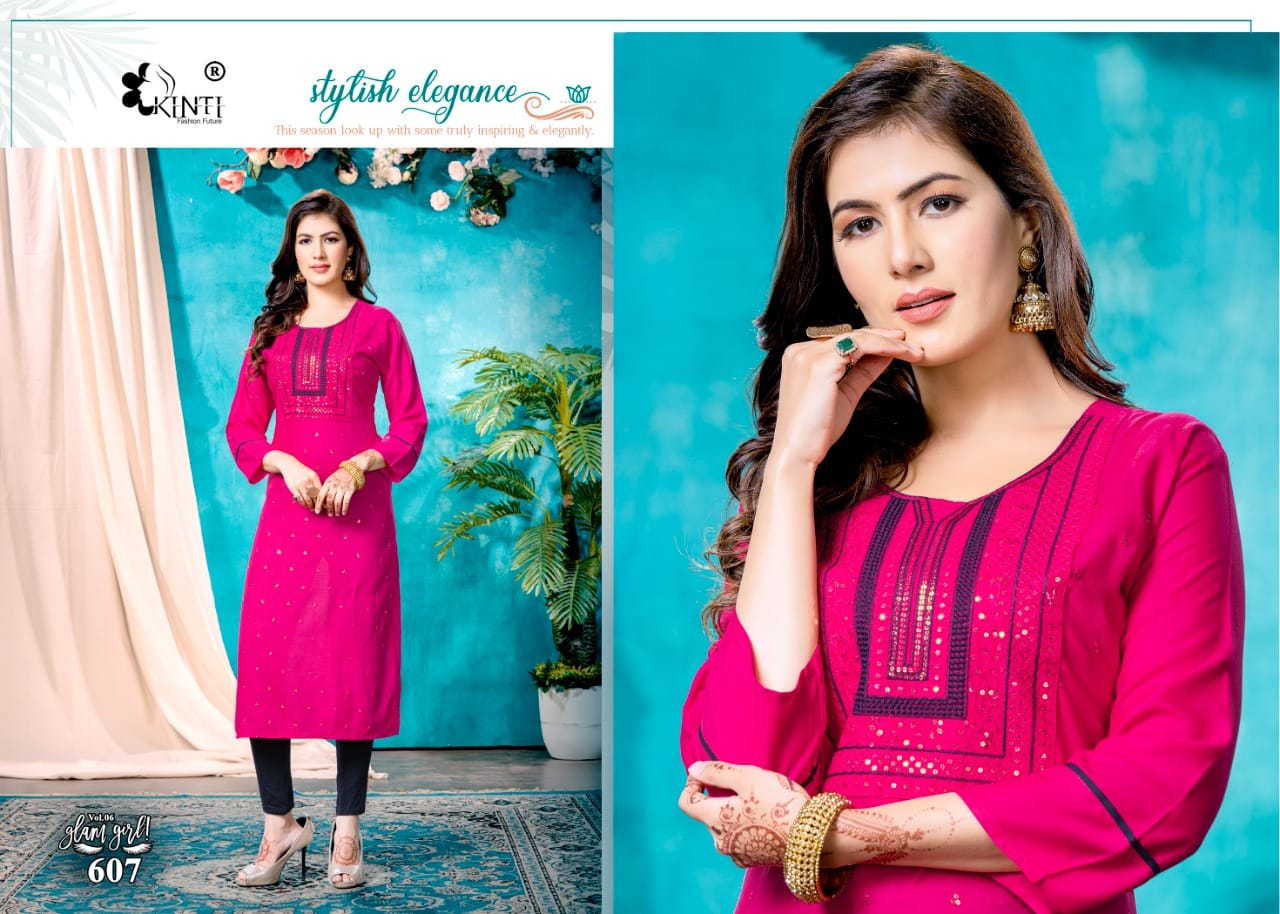 Kinti Glam Girl vol 6 Straight Cut Kurti Catalog collection 3