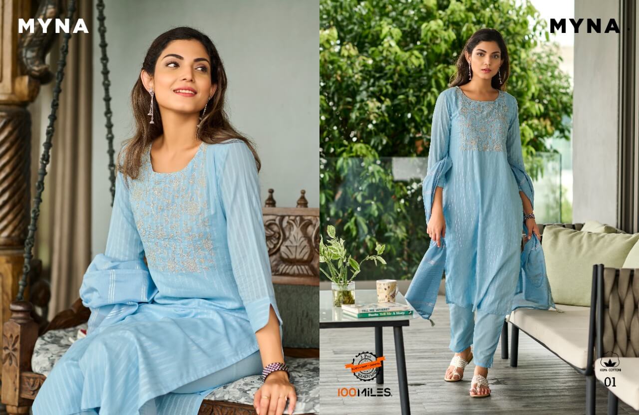 100Miles Myna Cotton Salwar Kameez Catalog collection 2