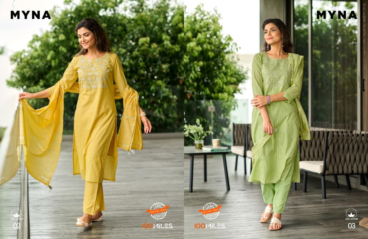 100Miles Myna Cotton Salwar Kameez Catalog collection 1