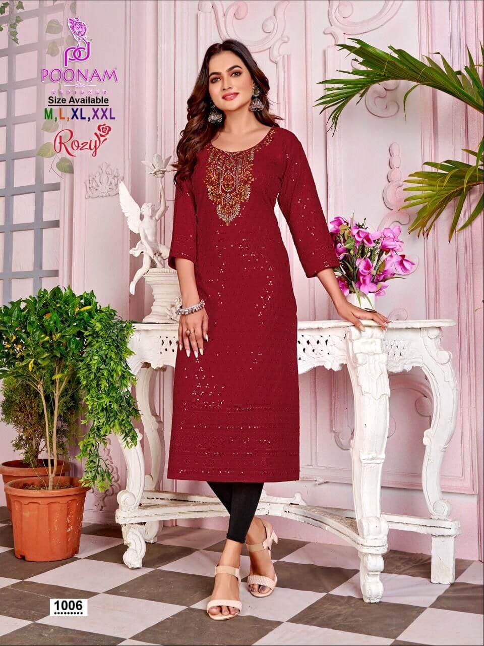 Poonam Rozy Lucknowi Work Kurti Catalog collection 1