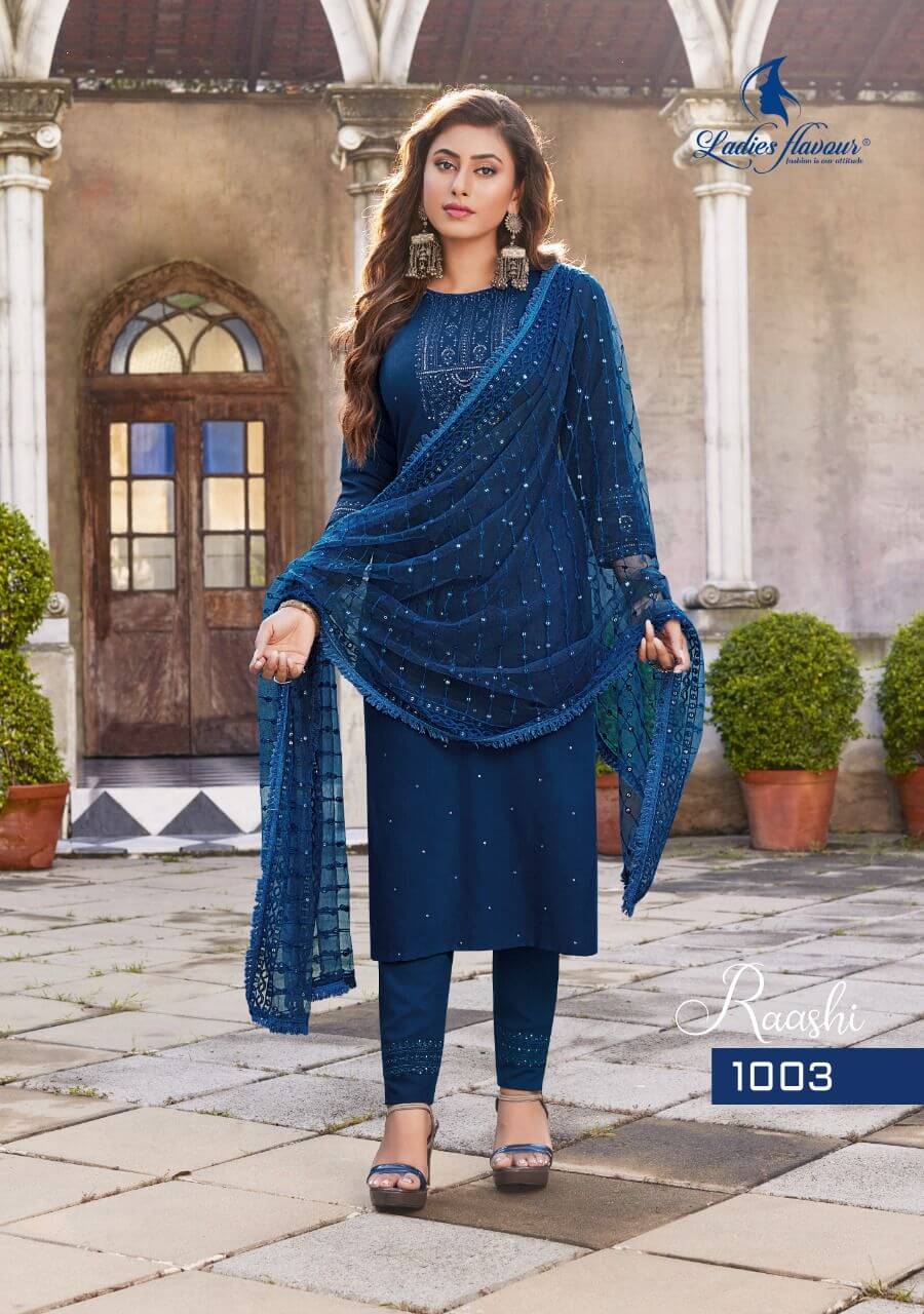 Ladies Flavour Raashi Embroidery Salwar Kameez Catalog collection 9