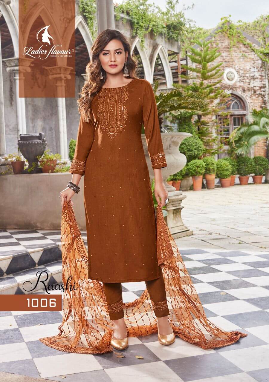 Ladies Flavour Raashi Embroidery Salwar Kameez Catalog collection 6