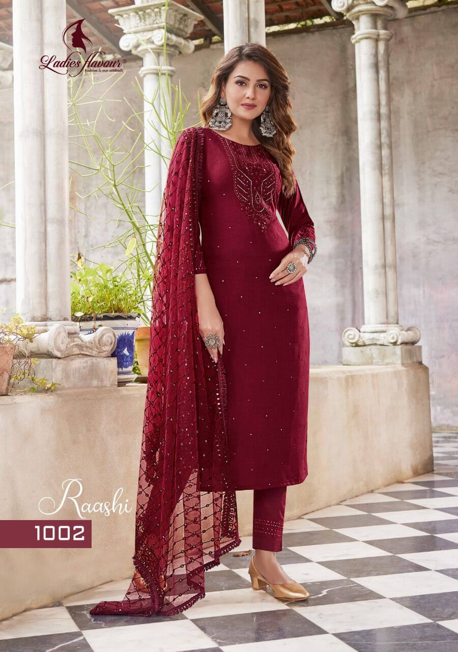 Ladies Flavour Raashi Embroidery Salwar Kameez Catalog collection 7