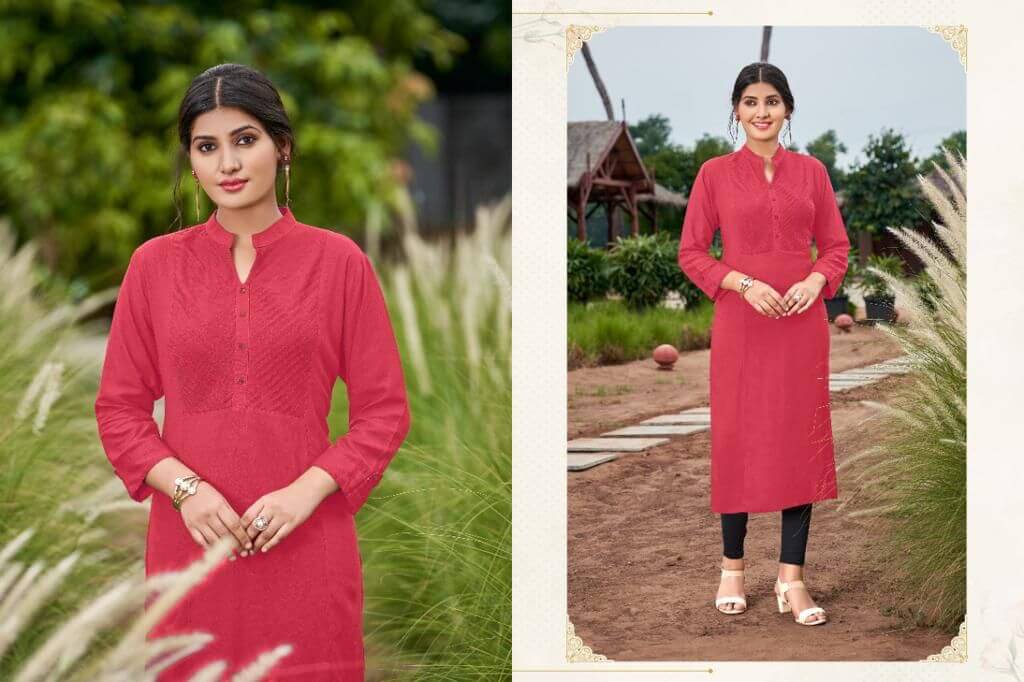 Poonam Designer Pintex Rayon Kurti Catalog collection 5