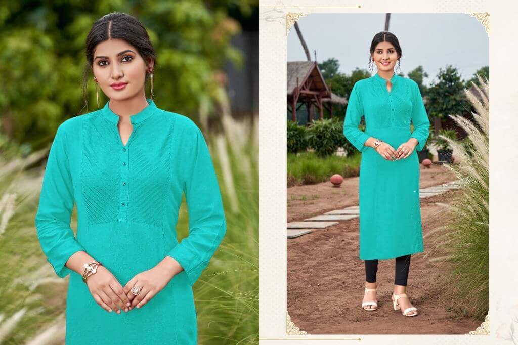 Poonam Designer Pintex Rayon Kurti Catalog collection 3