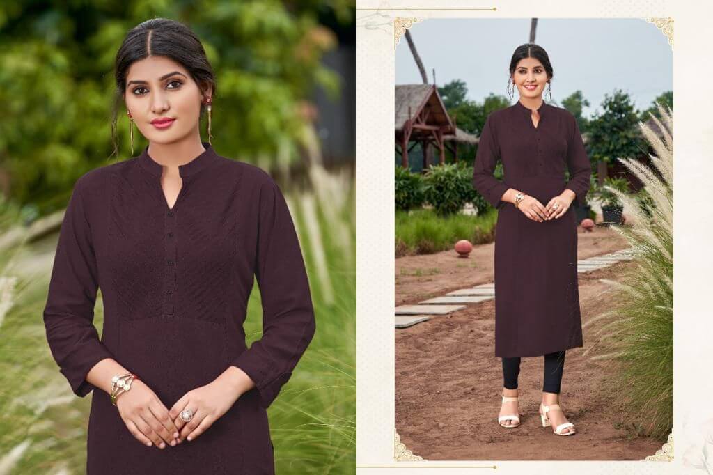 Poonam Designer Pintex Rayon Kurti Catalog collection 12