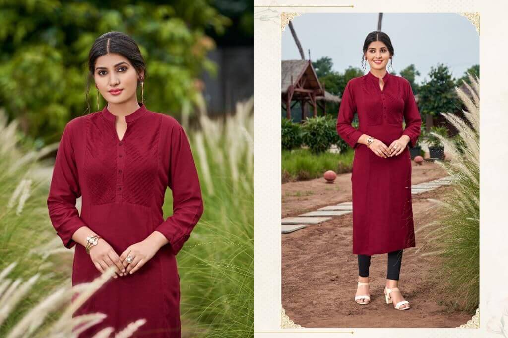 Poonam Designer Pintex Rayon Kurti Catalog collection 8