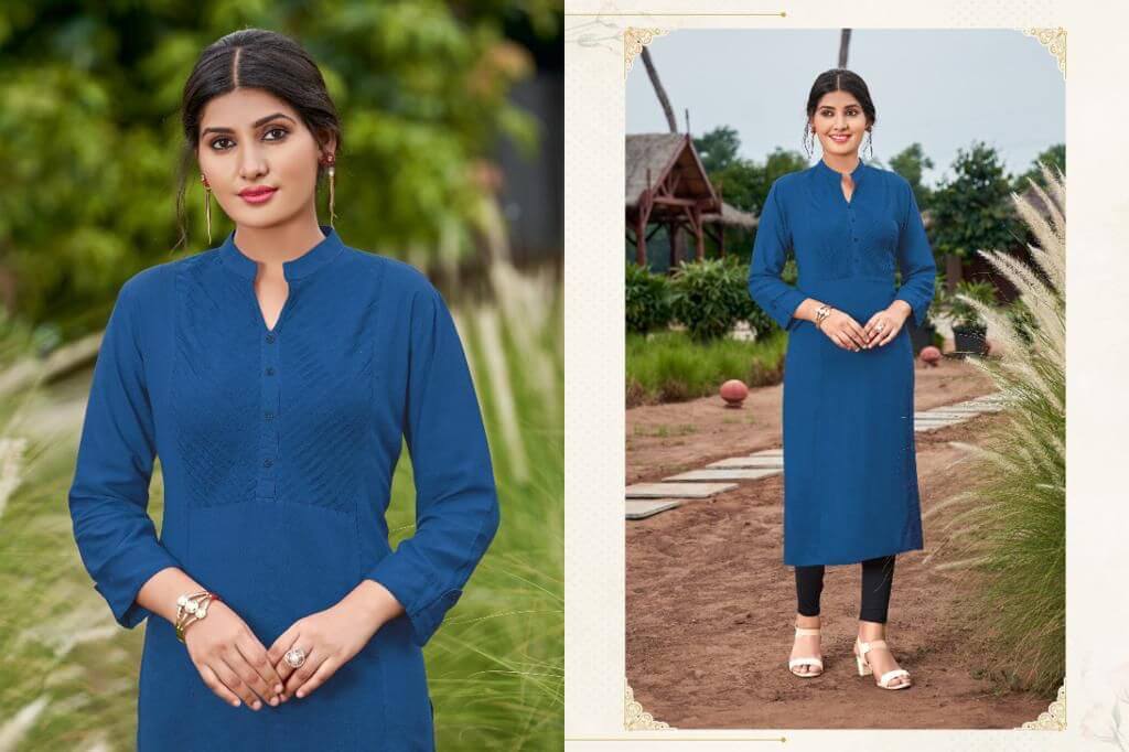 Poonam Designer Pintex Rayon Kurti Catalog collection 6