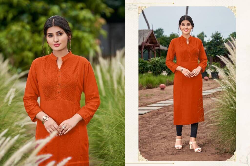 Poonam Designer Pintex Rayon Kurti Catalog collection 7