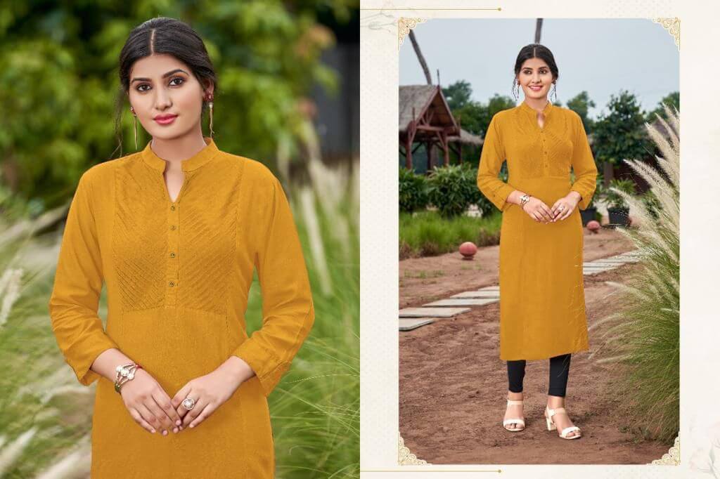 Poonam Designer Pintex Rayon Kurti Catalog collection 9