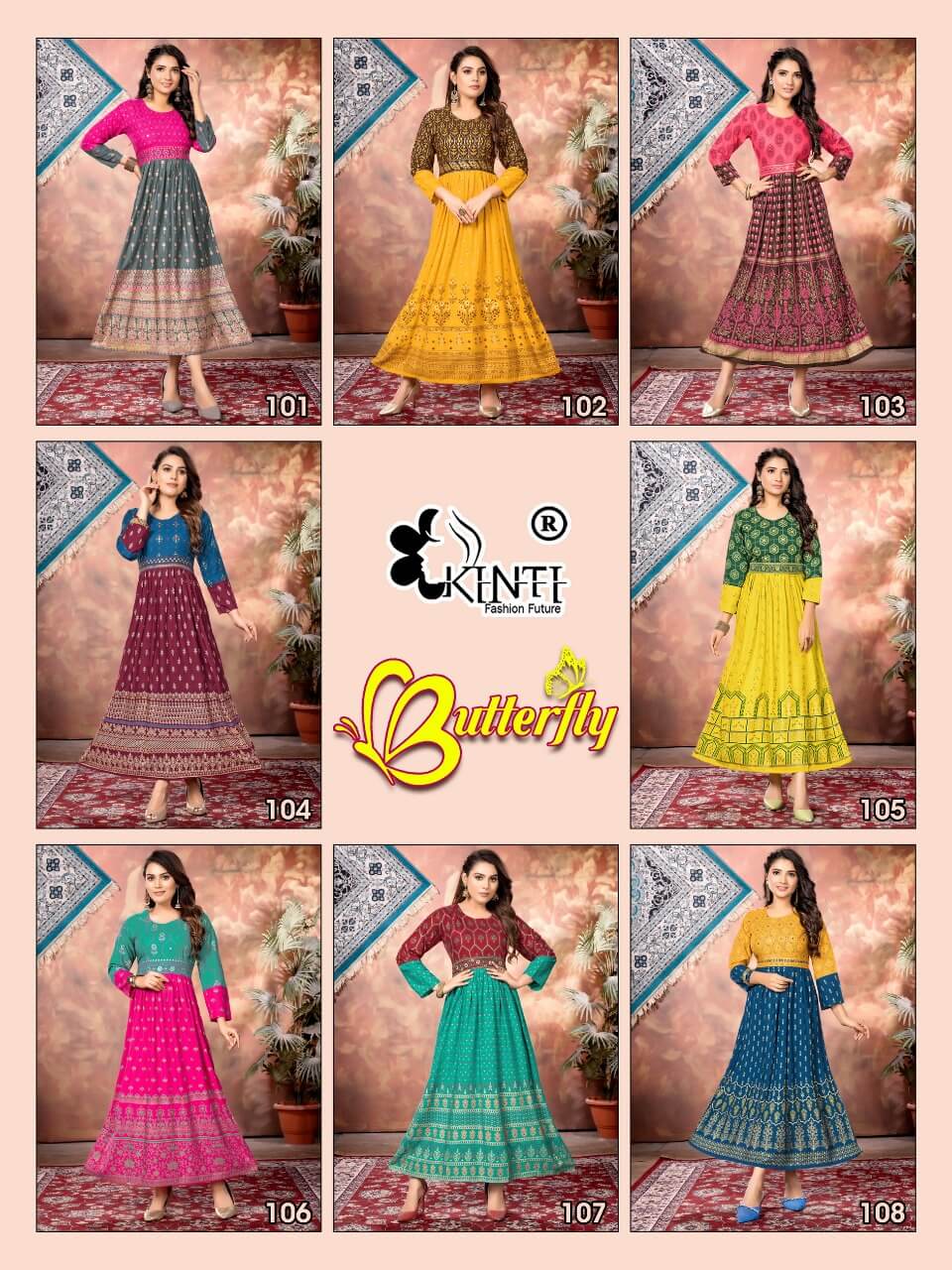 Kinti Butterfly Anarkali Kurti Catalog collection 8