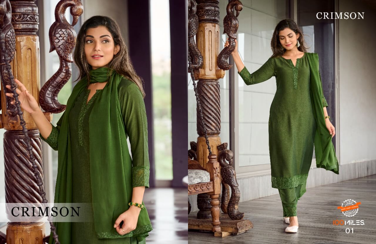100Miles Crimson Churidar Salwar Suits Catalog collection 2