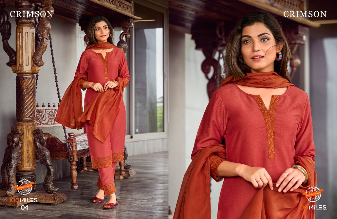 100Miles Crimson Churidar Salwar Suits Catalog collection 4