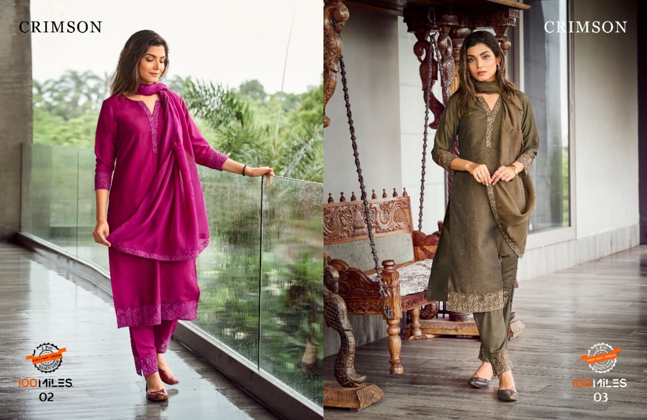 100Miles Crimson Churidar Salwar Suits Catalog collection 5
