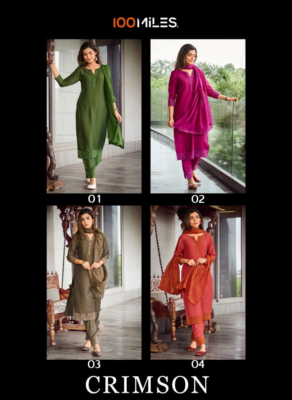 100Miles Crimson Churidar Salwar Suits Catalog collection 1