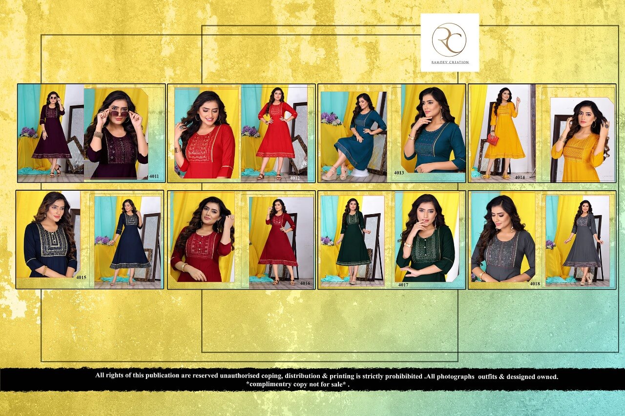 Ramdev Kainaat A Line Kurti Catalog collection 5