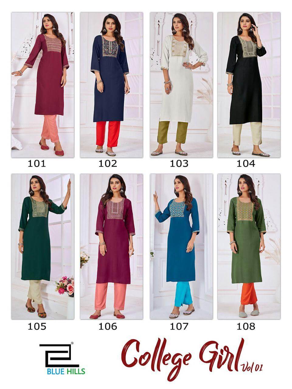 Blue Hills College Girl Vol 1 Rayon Kurti Catalog collection 3