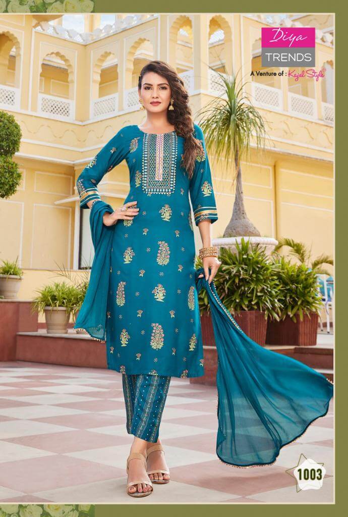 Diya Trends Zubeda vol 1 Printed Salwar Kameez Catalog collection 9