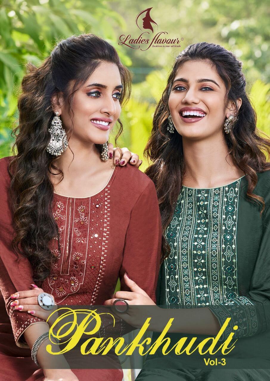 Ladies Flavour Pankhudi vol 3 Embroidery Kurti Catalog collection 1