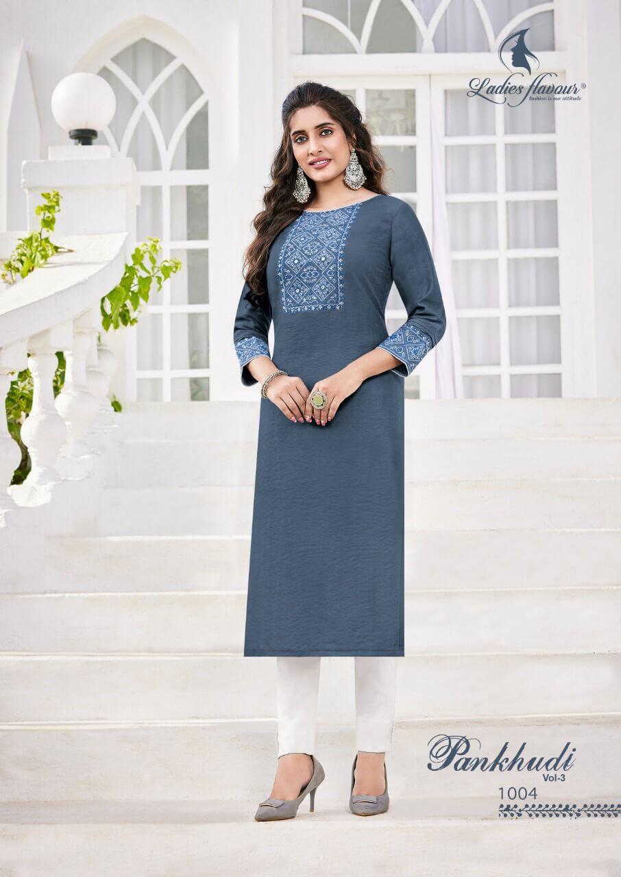 Ladies Flavour Pankhudi vol 3 Embroidery Kurti Catalog collection 2