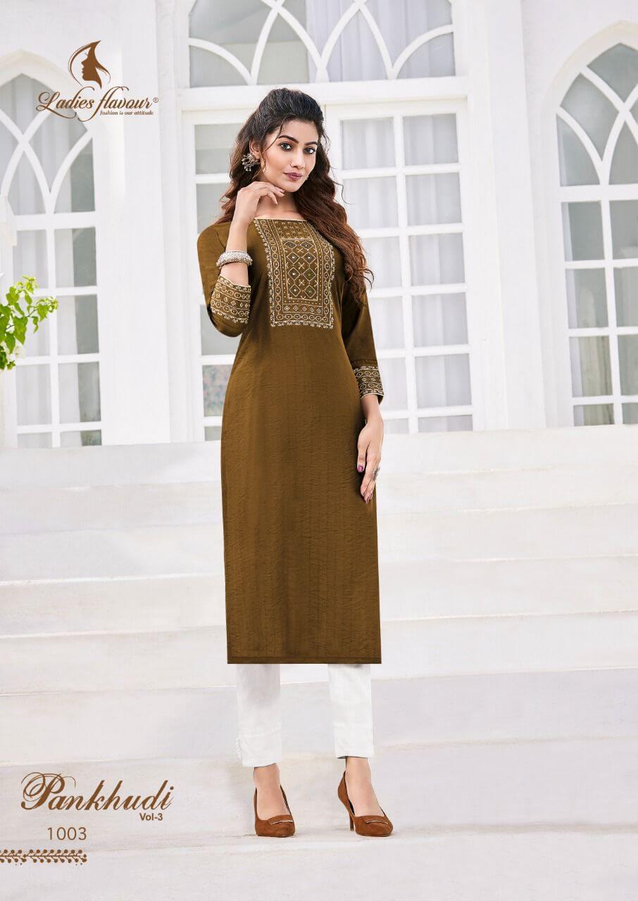 Ladies Flavour Pankhudi vol 3 Embroidery Kurti Catalog collection 3