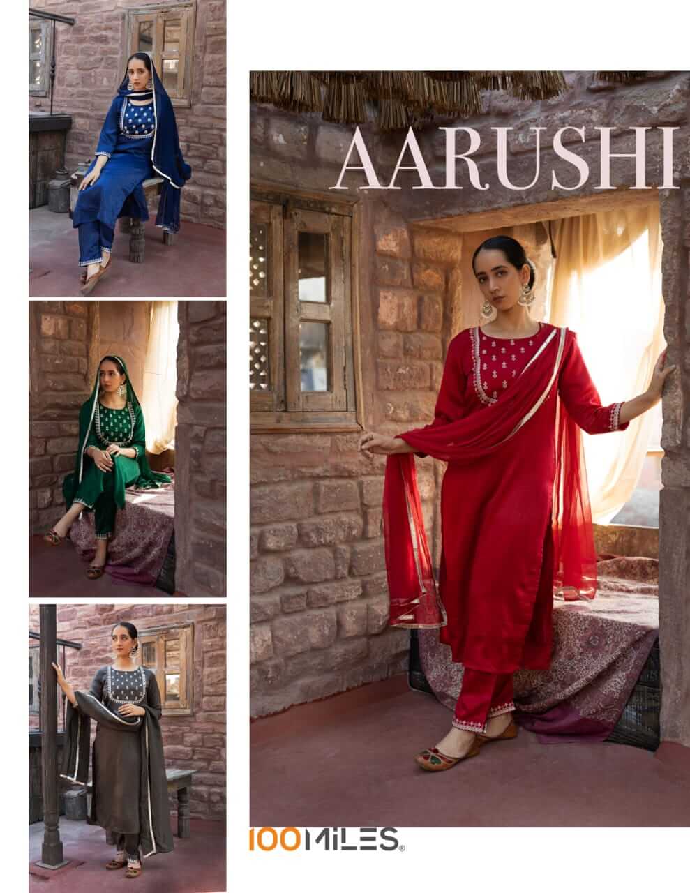 100Miles Aarushi Embroidery Salwar Kameez Catalog collection 1