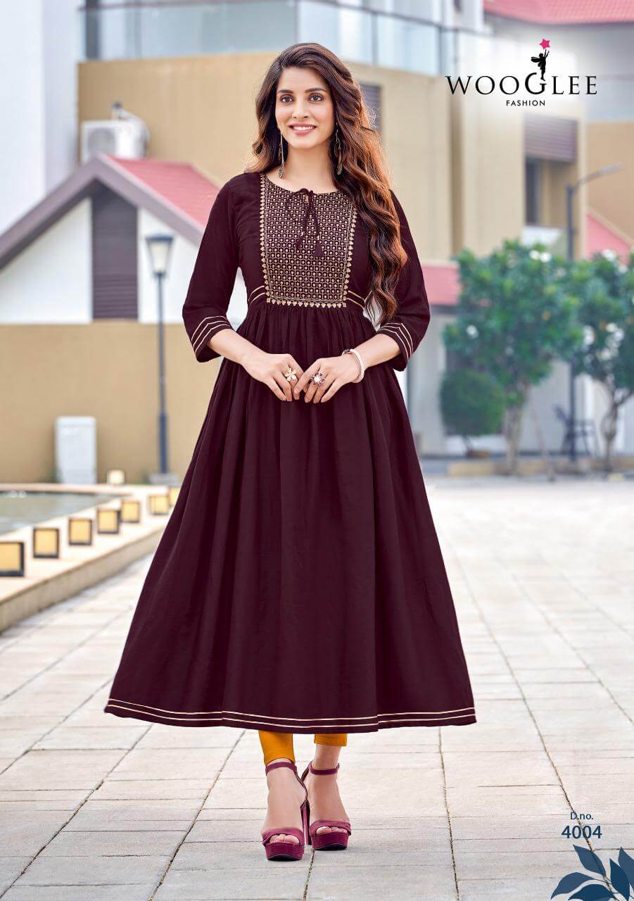 Wooglee Saanvi Rayon Kurti Catalog collection 8