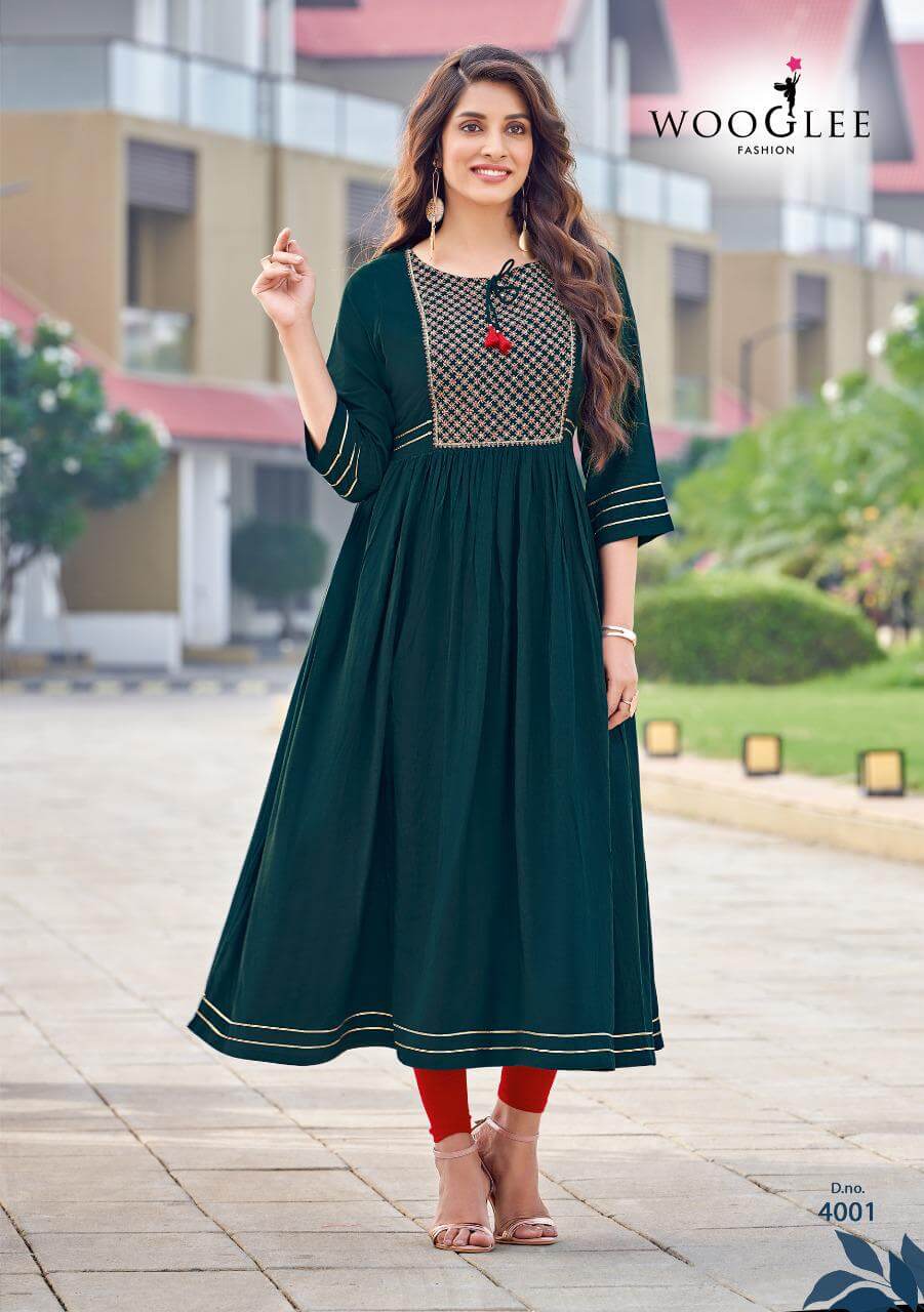 Wooglee Saanvi Rayon Kurti Catalog collection 5