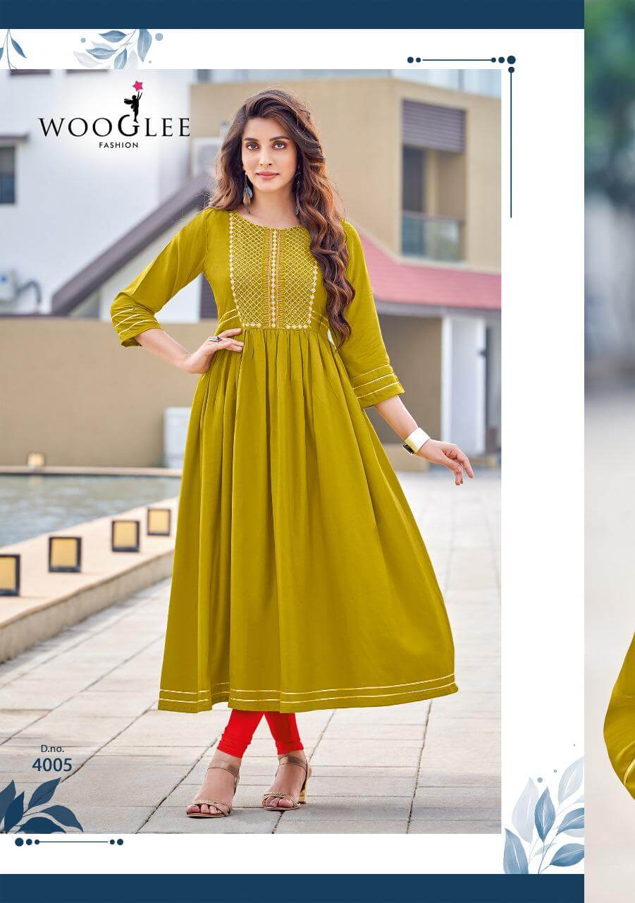 Wooglee Saanvi Rayon Kurti Catalog collection 4