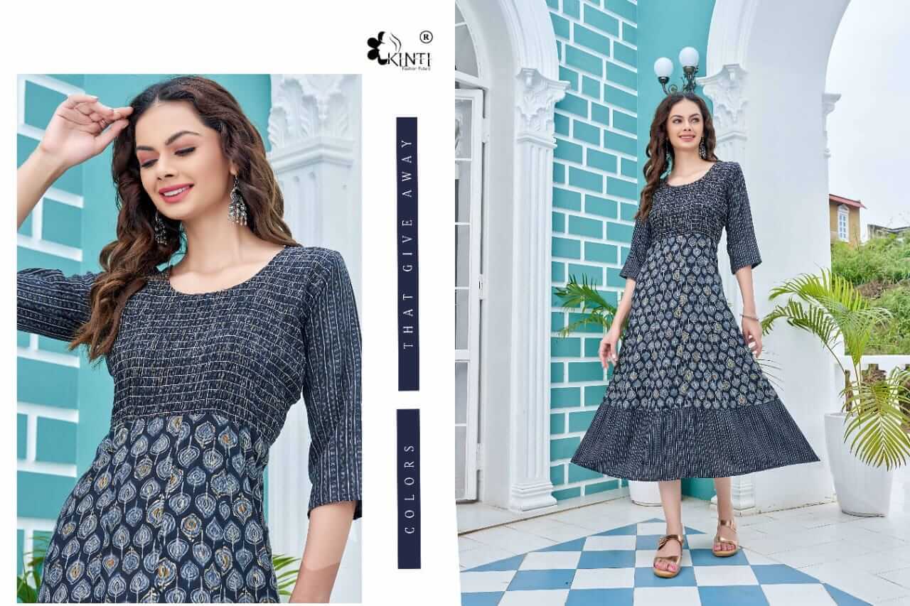 Kinti Blue A Line Kurti Catalog collection 10