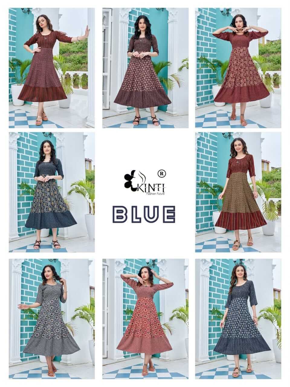Kinti Blue A Line Kurti Catalog collection 4