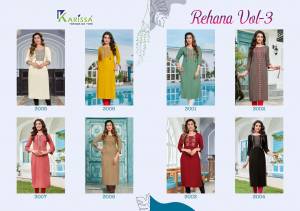 Karissa Rehana vol 3 Rayon Kurti Catalog collection 3