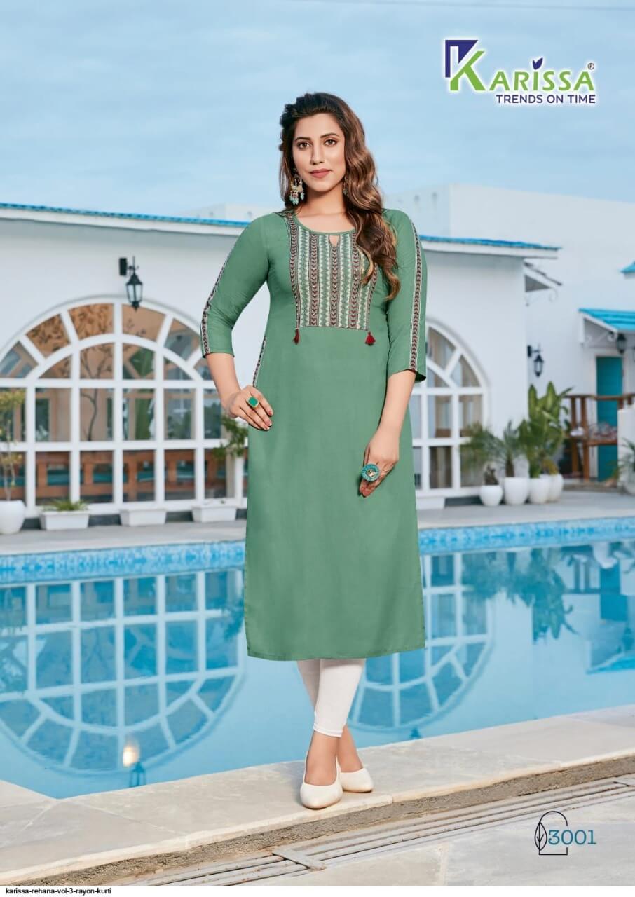 Karissa Rehana vol 3 Rayon Kurti Catalog collection 8