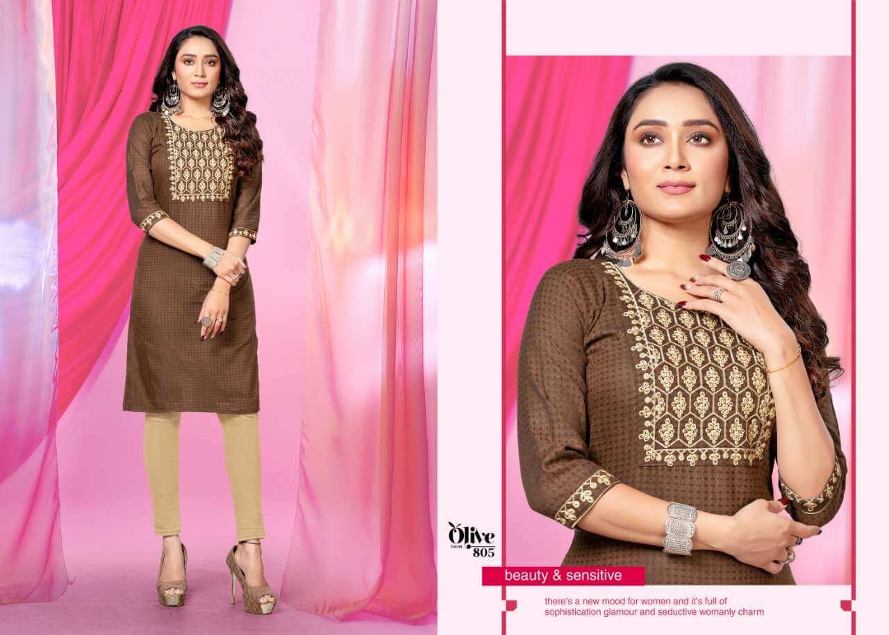 Kinti Olive vol 8 Kurtis below 300 Catalog collection 6