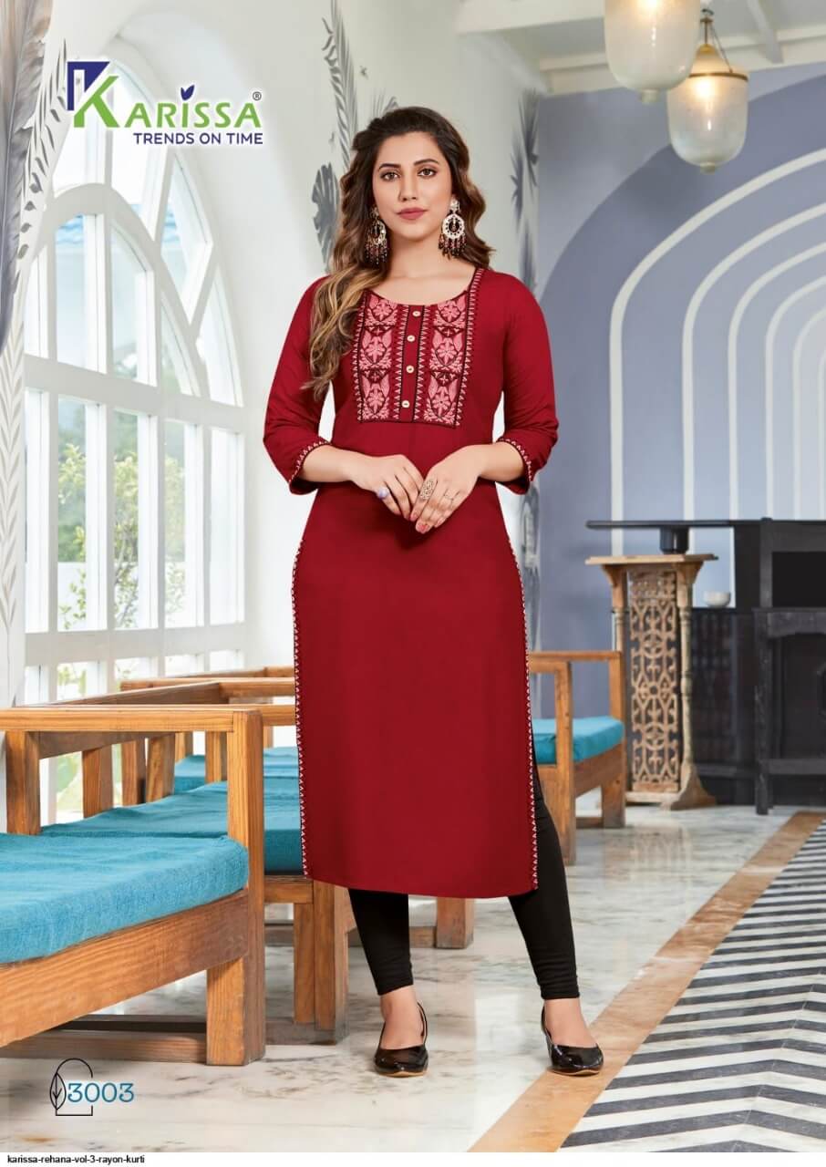 Karissa Rehana vol 3 Rayon Kurti Catalog collection 7