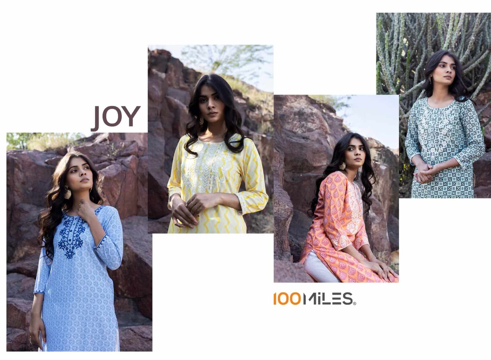 100Miles Joy Georgette Kurti Catalog collection 3