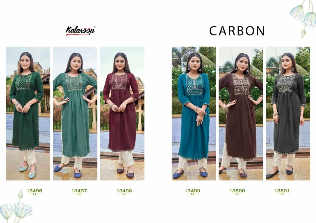 Kalaroop Carbon Embroidery Kurti Catalog collection 5